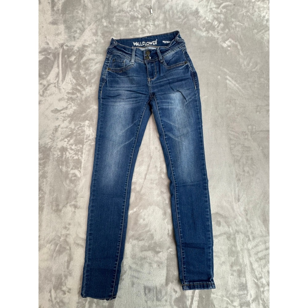 WALLFLOWER Women's The Ultra Fit Blue Denim Skinny Jeans Size 1‎ REG